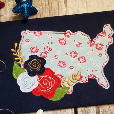 usa flowers applique